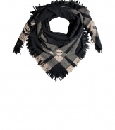 Finish your outfit on a Downtown-cool note with Marc by Marc Jacobs utilitarian-chic fringed plaid army blanket scarf - Square-shaped - Wrap around rugged looks, or team with timeless-classic tailored outerwear