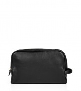 The perfect accouterment for the sophisticated traveler, this supple leather toiletry bag from Mulberry will make toting around your essentials effortless  and stylish - Top zip, side handle, embossed logo, inside zippered pocket - Great for easy jet-setting or as a thoughtful gift