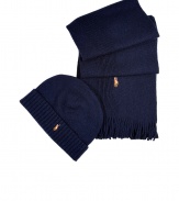 Warmth and easy sophistication is effortlessly achieved with this cap-and-scarf duo from Ralph Lauren - Classic beanie style cap with ribbed band and logo detail - Scarf with fringed trim and logo detail - Perfect for workweek style or as a thoughtful gift