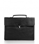 The most important mens accessory for the office: a noble file bag - black bag in shagreened nubuk leather by the traditional Britisch label Mulberry - silver push closure - ideal companion for the office and trips - perfect as gift, too