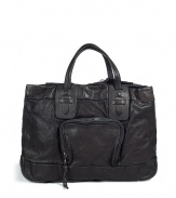 The most important masculine accessory for the office: the slick, carryall bag - Luxe and supple anthracite grey leather - Elegant, tall and spacious, with exterior zipper pockets, zip closure and tassel detail - Modern top handle style - Large interior pocket stores any essentials - An ideal companion for the office and travel - Also makes a great gift