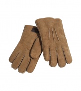 Stylish gloves in camel sheep skin - like Ugg boots for your hands - accentuated fern stitching - very warm and soft lining - robust - favorite gloves for the whole winter