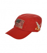 Bring sporty style to your causal look with this cap from Polo Ralph Lauren - American flag front patch, eagle side patch - Pair with a short sleeve henley and straight leg jeans