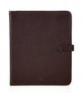 Polished to perfection, Mulberrys iPad sleeve couples elegance with ease -  Supple yet ultra-durable, gently pebbled natural chocolate leather will soften over time - Streamlined, store-or-stand up design features stitch trim, tab closure and embossed Mulberry Tree detail - Case protects against dust, moisture and scratches and can be flipped over to stand up and use for display - Fits Pad Wi-Fi and Wi-Fi 3G - Great for everyday and on the go, also makes a superb gift