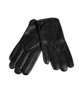 Slip on style in these supple leather gloves from Jil Sander - Smooth lamb leather with snap closure at wrist - Pair with straight leg jeans, a cashmere pullover, and a slim parka