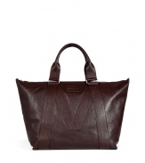 With subtle logo details, this textured leather carryall is a luxe work or travel essential - Classic carryall style, top carrying handles, top zip closure, big M logo detail on front and back, embossed front logo plaque, small internal pocket - Perfect for stylish jet-setting or an out-of-office meeting