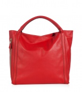 Radiant in red with a streamlined look, See by Chlo?s leather hobo-style tote is a chic way to wear color - Off-center zippered front pocket, slouchy double top handles, inside zippered back wall pocket - Wear with urban-cool separates and luxe leather biker jackets