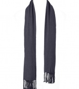 Luxe scarf in fine grey anthracite viscose blend - Super-soft, jersey-like quality - Pleasantly long and fashionably wide with elegant fringe trim - A stylish and indispensable cold weather accessory that adds both polish and warmth - Pairs well with all types of coats, parkas and vests - Makes a great gift, for you or someone else