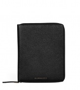 Polished to perfection with sleek textural black leather, Burberry Londons iPad case couples elegance with ease - Metallic logo embossed on front, zip-around closure, inside slot pocket, inside leather frame for iPad - Great for everyday and on the go, also makes a superb gift