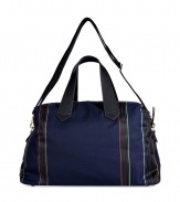 Stash away weekend essentials in style in Paul Smiths navy striped carryall travel bag, detailed with leather handles for that contemporary luxe feel - Flat double top handles, removable adjustable shoulder strap, metal top-zip, inside zippered pocket - Equally chic for weekend jaunts or daily trips to the gym