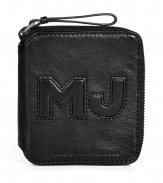 Channel Downtown-cool style on the go with Marc by Marc Jacobs large leather zip around logo wallet - Logo initials stitched to the front, zip-around closure, multiple card slots and zippered pocket inside - Perfect for organizing your everyday essentials, or giving as a sleek holiday gift