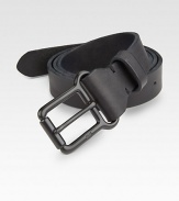 A simple, sophisticated design in smooth leather finished with a matte buckle with logo detail.LeatherAbout 2 wideImported