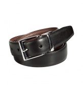 Cinch your look in style with this classic two-tone reversible belt from Polo Ralph Lauren - Two-sided belt with solver-tone buckle closure - Pair with jeans, chinos, corduroys, or shorts