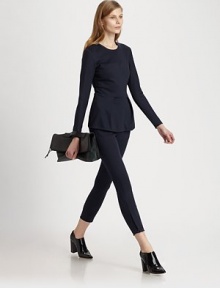 Ultra-stretchy trousers in a cropped silhouette with equestrian-inspired stitching and zippered cuffs. Tab closureZip flySlash pocketsZippered cuffsSingle back besom pocketRise, about 9Inseam, about 2672% viscose/23% polyamide/5% elastaneDry cleanImported of Italian fabricModel shown is 5'10 (177cm) wearing US size 2.