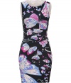 Set your style points soaring with Emilio Puccis whimsical butterfly print stretch silk sheath - Rounded neckline, thick straps, hidden side zip, gathered waist detail - Form-fitting - Pair with bright pumps and an oversized blazer for a seamless transition from work to cocktails