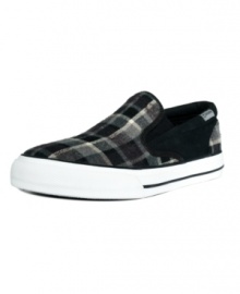 Plaid man. Wear your favorite pattern a whole new way with these ultra-cool Converse slip-ons.