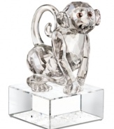 Pretend it's always the year of the monkey with this meticulously crafted Swarovksi figurine from the Chinese zodiac collection. Featuring clear and faceted silvertone crystal on a base engraved with both English and Chinese seal script.