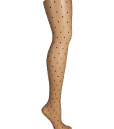 Decorated with darling dots, Fogals sheer stockings set a sweet foundation for countless looks - Sheer, allover dot and fine crisscross rhomb pattern, comfortable stretch waistband, cotton gusset, invisible heel and toe - Perfect for wearing with modern-vintage dresses