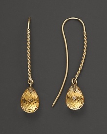 Faceted citrine briolettes add rich sparkle to 14K yellow gold. By Nancy B.