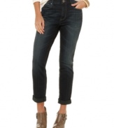 A cool, cuffed leg and slim silhouette is a modern take on the boyfriend jean, by DKNY Jeans.