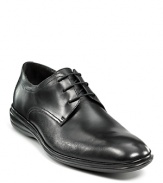 This sophisticated leather lace-up shoe has a clean front and round toe for a strong look.