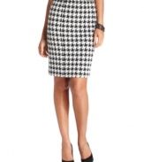 Ellen Tracy revamps the pencil skirt in an on-trend houndstooth print - perfect for work or play!