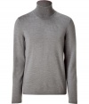 Polished, streamlined staples anchor any wardrobe, and Hugos medium grey turtleneck pullover is a great go-to this season - Crafted from a lighter-weight, pure virgin wool - Classically slim, straight cut - Long sleeves and ribbed turtleneck - Versatile and elegant, the perfect compliment to chinos, jeans or dress trousers