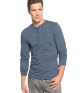 Cue up great casual style with this heathered henley shirt from Club Room.