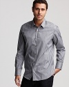 A classic, striped button-down in muted hues for understated style from BOSS Black.