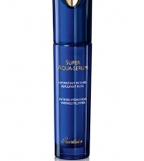 The new Aqua complex in Guerlain's Super Aqua Serum acts as a double protective shield. It reinforces the skin's internal barrier, increasing its reserves of moisture and increasing cellular resistance to time and external factors. It protects against aging and aggressions. Skin is deeply hydrated, re-plumped, smooth, supple and radiant. A legendary, deeply hydrating serum that revitalizes the skin and smoothes out wrinkles. 1.7 oz.