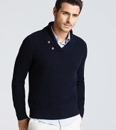 Vince Cotton/Linen Shawl Collar Sweater