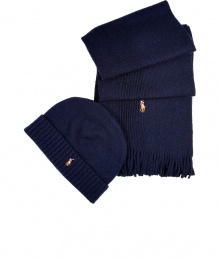 Warmth and easy sophistication is effortlessly achieved with this cap-and-scarf duo from Ralph Lauren - Classic beanie style cap with ribbed band and logo detail - Scarf with fringed trim and logo detail - Perfect for workweek style or as a thoughtful gift