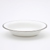 A beautiful collection for formal dining in white fine bone china with delicate platinum-hued rim accents.