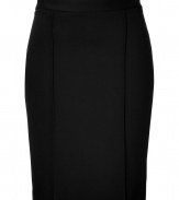 The perfectly flattering separate ideal for a seamless transition from the office to cocktails, DKNYs twill pencil skirt counts as a workweek must - Raised seams, kick pleat - Sharply tailored fit - Wear with sheer silk tops and statement high heels