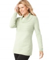 This classic cowlneck sweater from Karen Scott never goes out of style! It features cable-knit stitching at the chest, and a tunic shape that's as comfy as it is flattering.