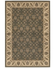 Soft, muted greens and earthy tones collect to create an intricately crafted Persian-inspired design in this Sedhan area rug from Couristan. Wilton-loomed of Couristan's own Courtron™ ultra-fine polypropylene to give this rug a thick pile, lustrous finish and ultimate durability.