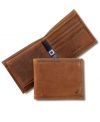 Slight weathering adds a rugged element to this classic bifold wallet from Nautica.