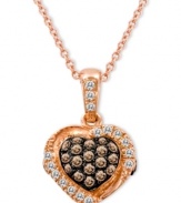 Let love shine. Le Vian's beautiful heart-shaped pendant is adorned by round-cut chocolate diamonds (1/5 ct. t.w.) and white diamond accents. Setting and chain crafted in 14k rose gold. Approximate length: 18 inches. Approximate drop: 1/2 inch.