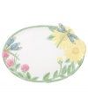 Spring is perpetually in season with this figural Butterfly Meadow platter from Lenox. Sculpted blooms and dragonflies in casual earthenware lend country charm to any setting. Qualifies for Rebate