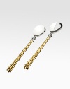 Bamboo-inspired handles lend natural beauty to these salad servers. Hand-finished 24kt gold plating Gift box with felt bag Imported