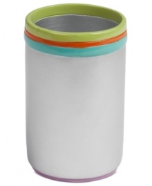 Jazz it up! Stainless steel trimmed with a colorful stripe motif gives this All That Jazz tumbler a fun and carefree appeal that's full of flair.