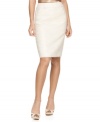 Calvin Klein's pencil skirt is luminous with metallic accents and a tweed-like texture.