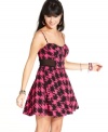 A bright houndstooth print invigorates this skater dress with eye-popping, graphic style! From Material Girl.