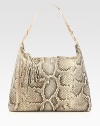 Exotic python snakeskin in soft, slouchy carryall paired with luxe croc trim.Top handle, 10 dropTop zip closureOne outside zip pocketOne inside zip pocketTwo inside open pocketsSuede lining15W X 14H X 3½DMade in USA