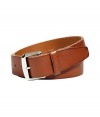 Cinch your look in style with this luxe leather belt from D&G Dolce & Gabbana - Smooth leather, vintage-styled silver-tone buckle - Wear with jeans and a tee or shorts for warm weather style