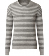 Take the stripe trend into the new season with Burberry Londons sophisticated tonal grey sweater - Round neckline, long sleeves, fine ribbed trim - Slim fit - Channel classic style and wear with a button-down, jeans and lace-ups