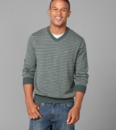 Anyone can rock a simple stripe. This sweater from Tommy Hilfiger is sporty style at its finest.