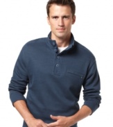 Layer on the casual polish with Izod's buttoned cotton sweater, a cool alternative to quarter-zip styles. (Clearance)