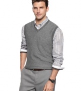 Layer it up for a classic cool-weather look. This sweater vest from Tasso Elba streamlines your look.