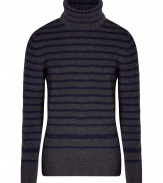 Stripes and a classic silhouette make this turtleneck pullover from Ermanno Scervino is a stylish new-season must-have - Ribbed turtleneck, long sleeves, all-over stripe print, slim fit - Wear with straight leg jeans, a leather jacket, and motorcycle boots